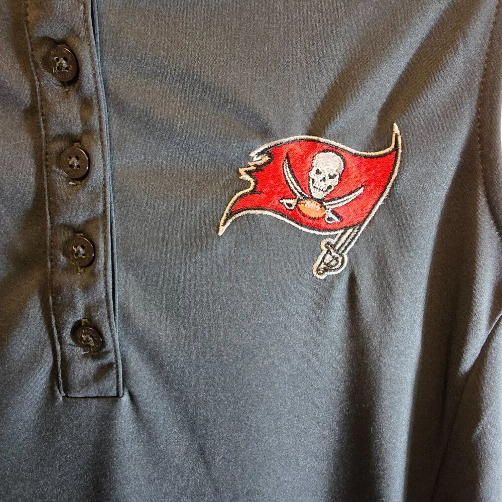 ANTIGUA TAMPA BAY BUCCANEERS WOMENS SLEEVELESS POLO SIZE LARGE CHARCOAL GRAY - Picture 3 of 7